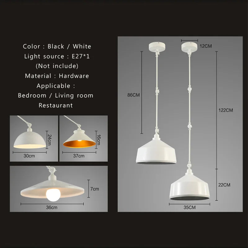 Industrial Iron Adjustable Pendant Lamp with Telescopic Arm