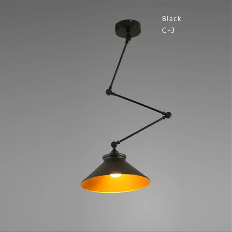 Industrial Iron Adjustable Pendant Lamp with Telescopic Arm