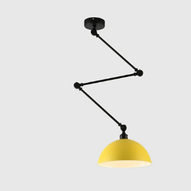Lámpara colgante industrial de hierro ajustable con brazo telescópico
