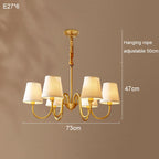 Copper Pendant Chandelier with Fabric Shade