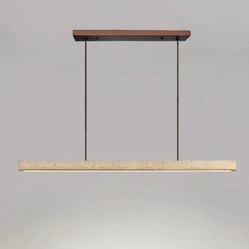 Lámpara colgante minimalista de madera y piedra para comedor
