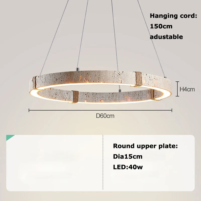 Minimalist Travertine Stone Pendant Light for Dining