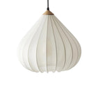 Lámpara colgante de tela minimalista con detalles de madera