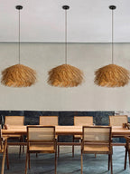 Wabi Sabi Hand Woven Seagrass Pendant Light for Dining Room