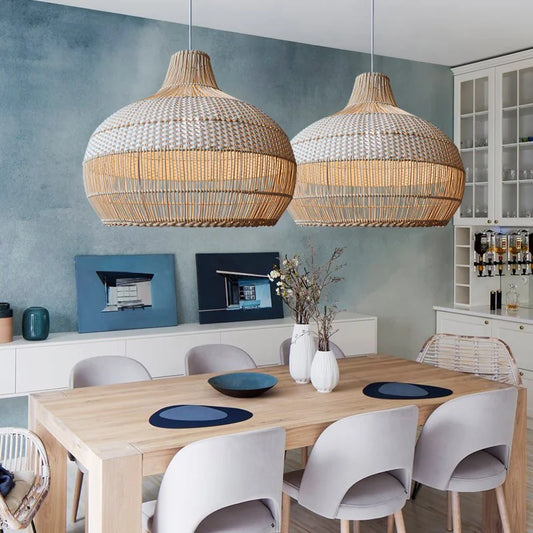 Bohemian Rattan Pendant Light for Dining Room