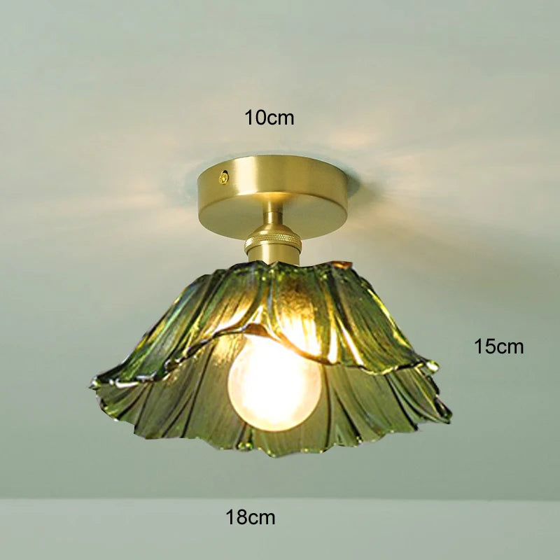 Vintage Flower Glass Pendant Light Collection with Brass Fitting for Bedroom