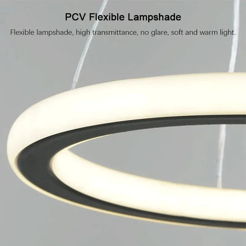 Nordic Iron Pendant Light with LED Ring Design
