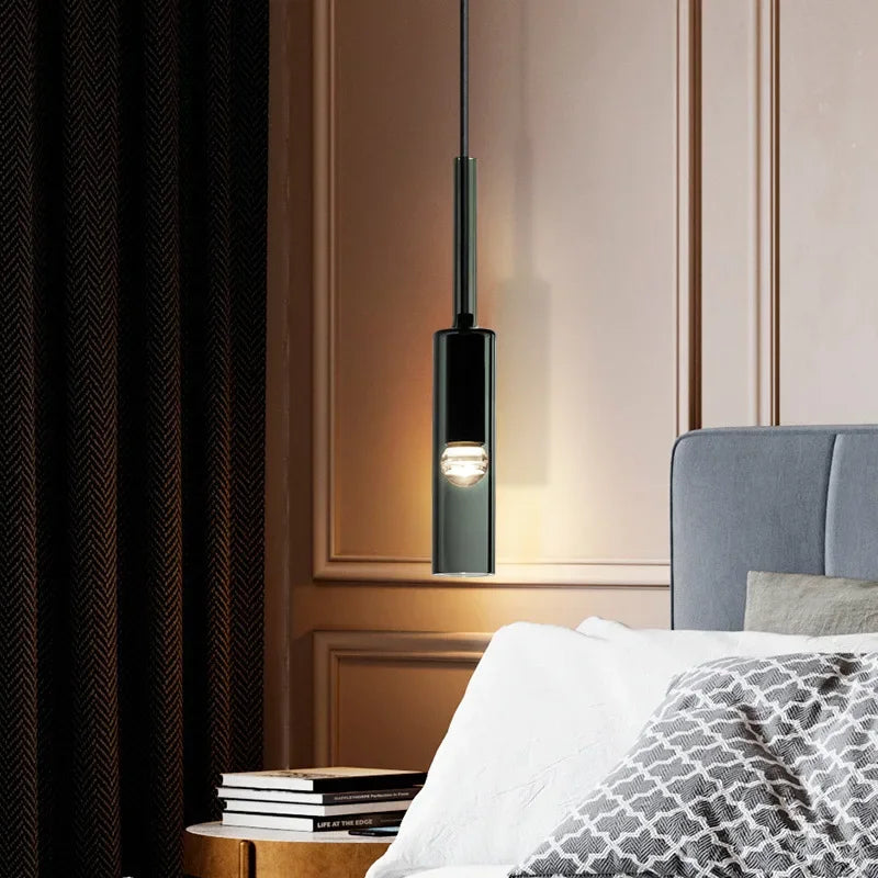 Minimalist Iron Glass Pendant Light for Bedroom