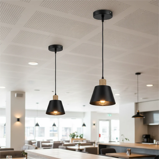 Nordic Metal Pendant Lamp with Wood Accent