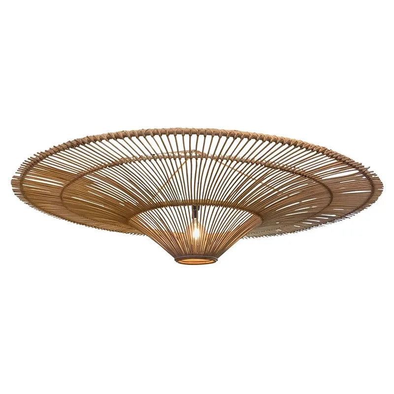 Bohemian Rattan Woven Pendant Light - Handmade