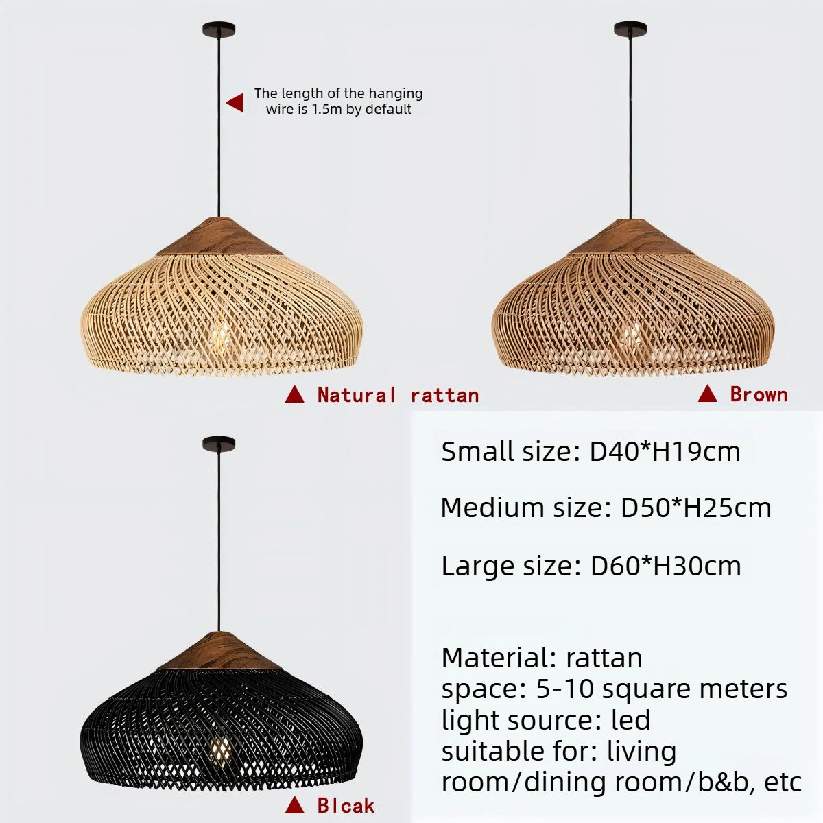 Bohemian Rattan Pendant Light for Dining Room