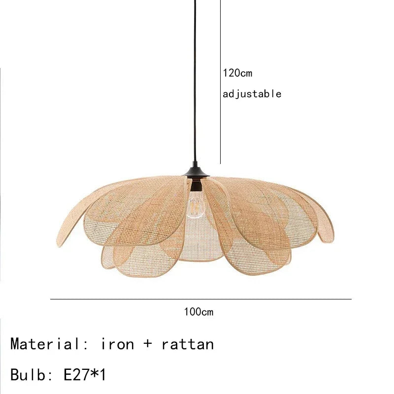 Araña de techo LED moderna y creativa con forma de pétalo de ratán, lámpara colgante de sauce, para sala de estar, dormitorio, té, decoración de iluminación interior
