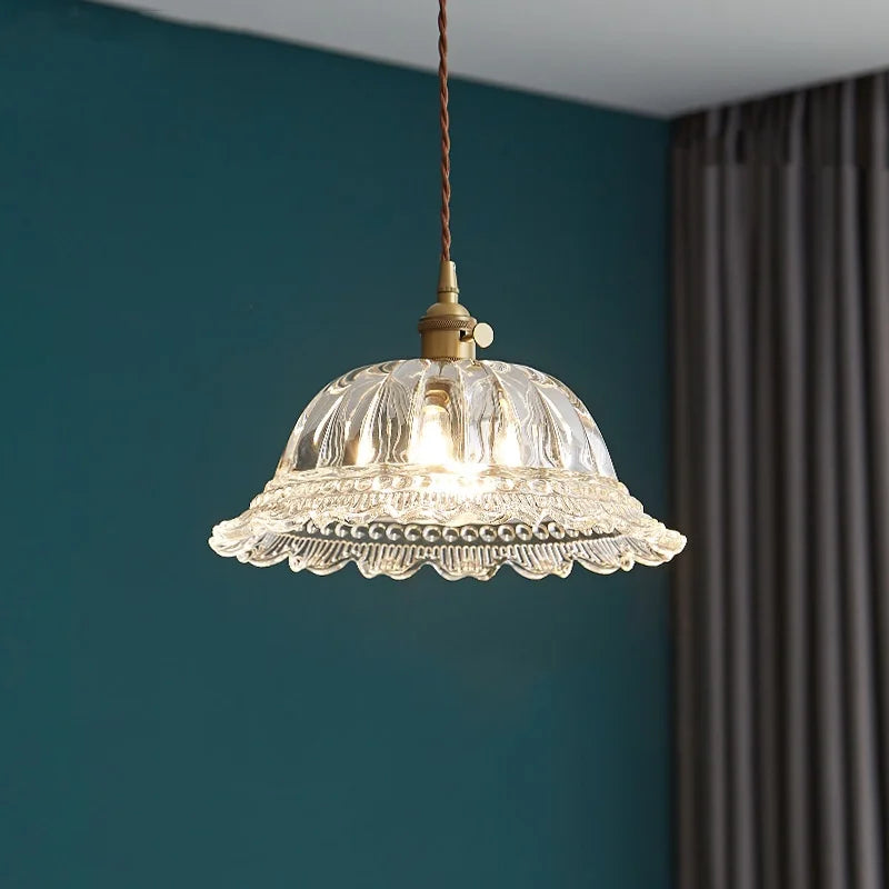 Lámparas colgantes LED con interruptor de perilla IWHD para cocina, pasillo, sala de estar, dormitorio, cristal transparente, lámpara colgante nórdica, araña