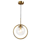 Nordic Golden Iron Pendant Light with Glass Shade