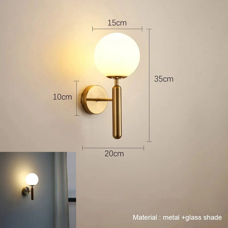 Nordic Glass Ball Pendant Light Brass Iron Hanging Lamp
