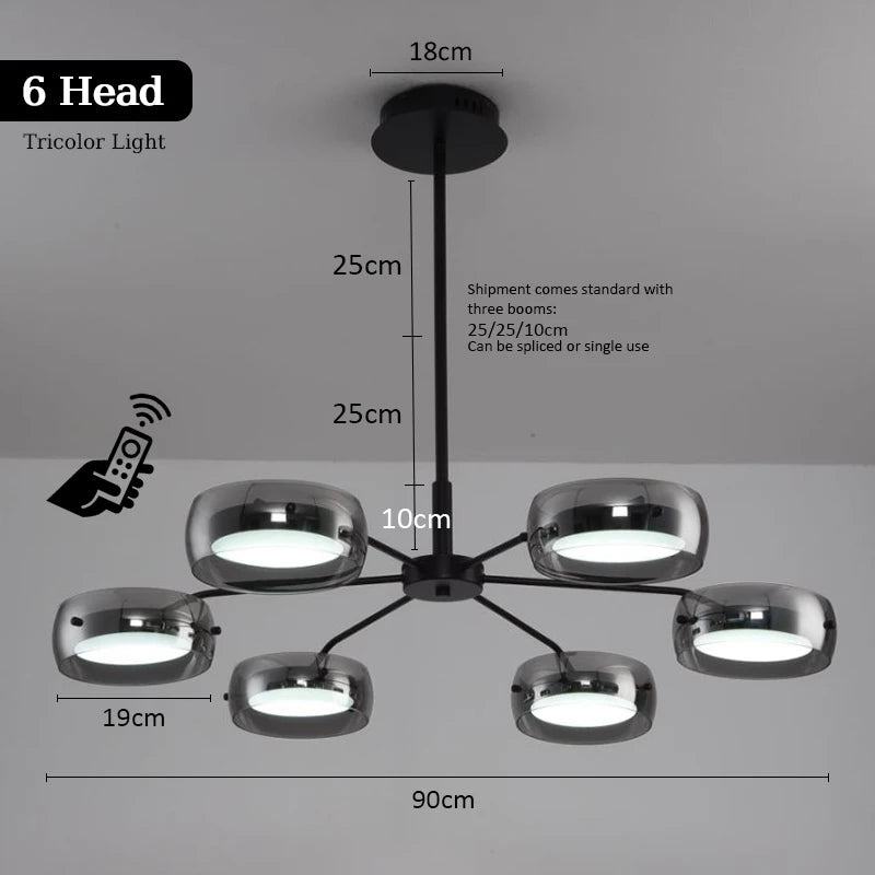 Colgante de cristal minimalista con control remoto