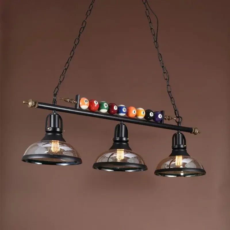 Lámpara colgante de hierro negro industrial con 3 luces