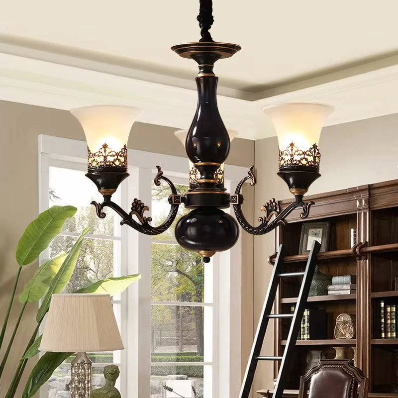 Candelabro de cerámica con portalámparas E14 retro lujoso