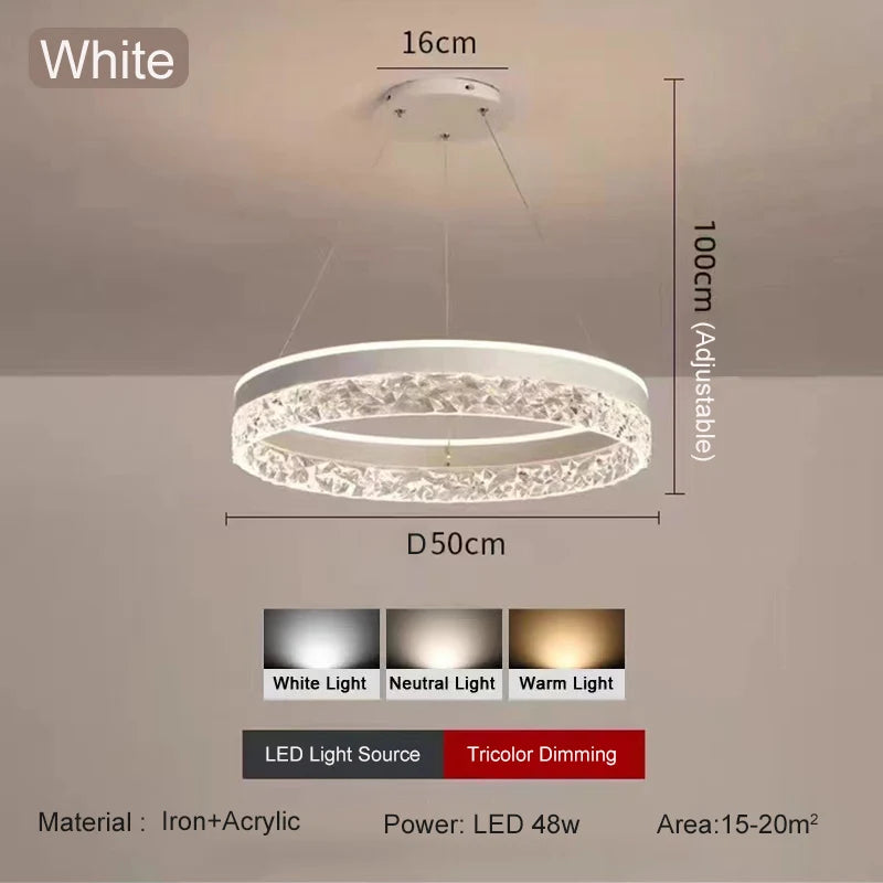 Lámpara colgante de cristal minimalista para dormitorio