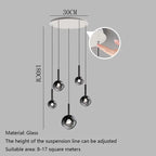 Smoked Glass Ball Cluster Staircase Chandelier with LED Globes