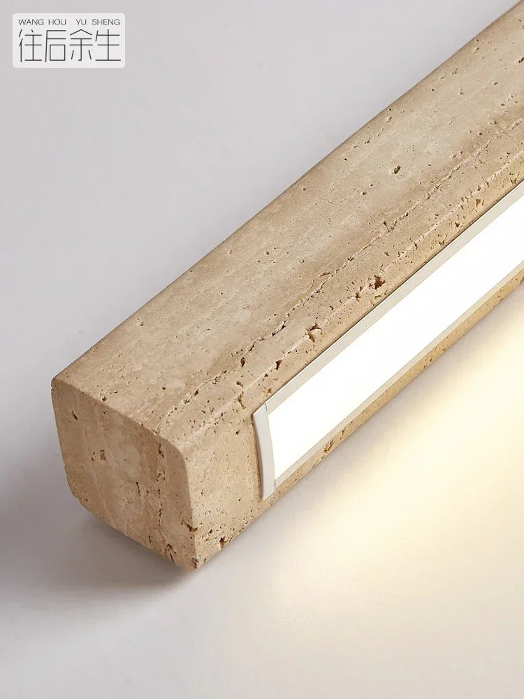 Lámpara colgante minimalista de madera y piedra para comedor