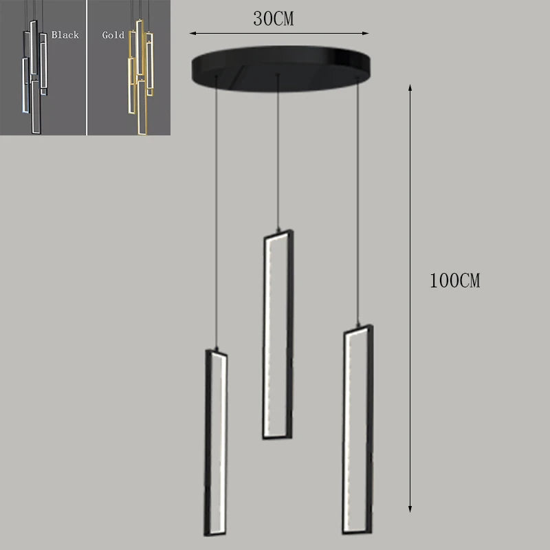 Minimalist Gold Hanging Pendant Light for Stairwell