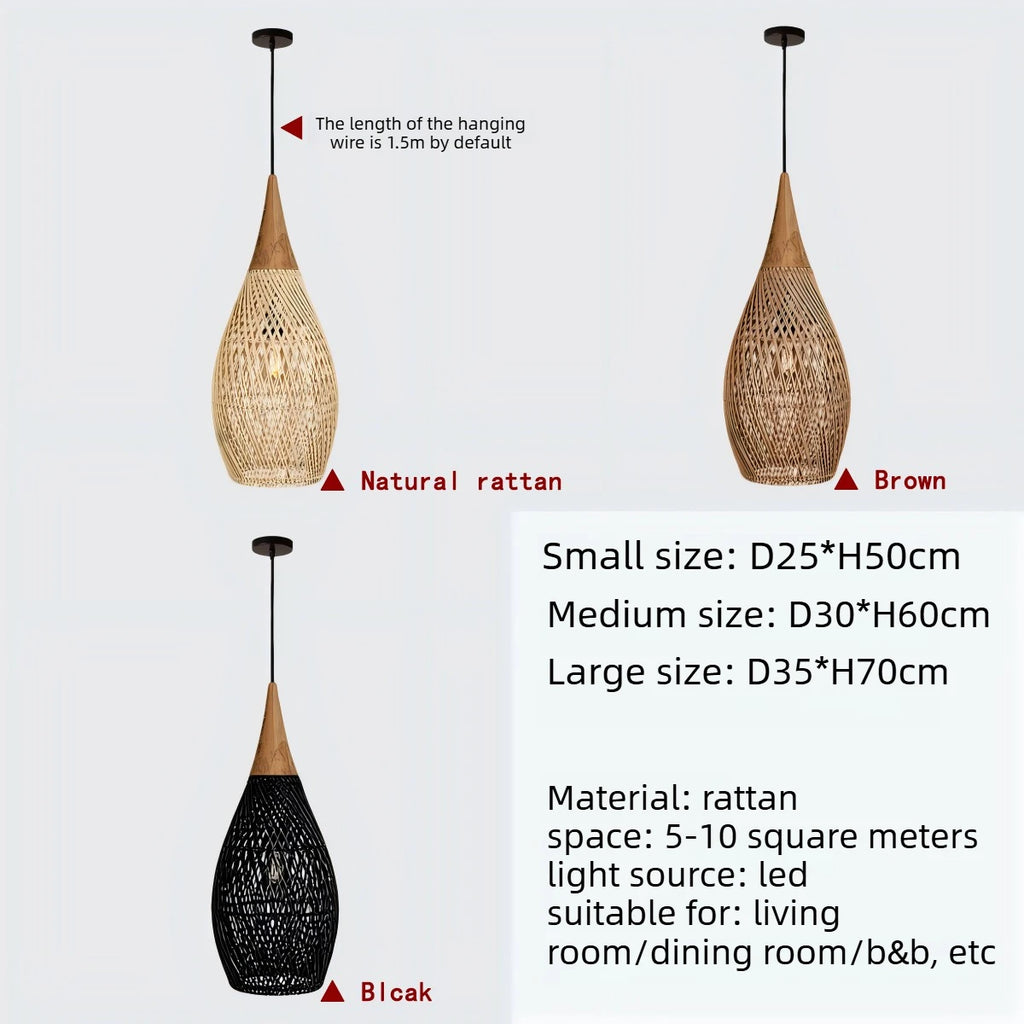 Bohemian Rattan Pendant Light for Dining Room