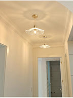 Vintage Flower Glass Pendant Light Collection with Brass Fitting for Bedroom
