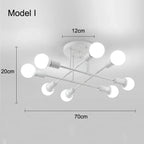 Modern Gold Sputnik Semi Flush Ceiling Light for Bedroom and Living Room