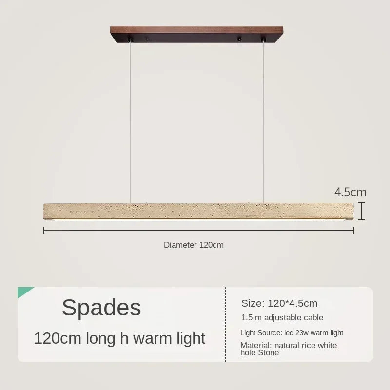 Lámpara colgante minimalista de madera y piedra para comedor