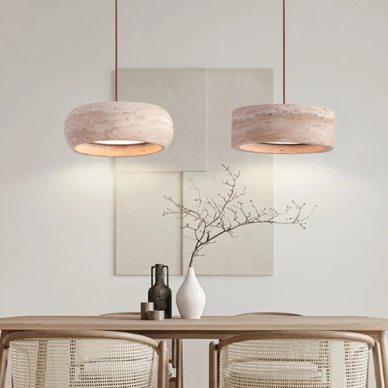 Minimalist Travertine Pendant Light for Dining Room