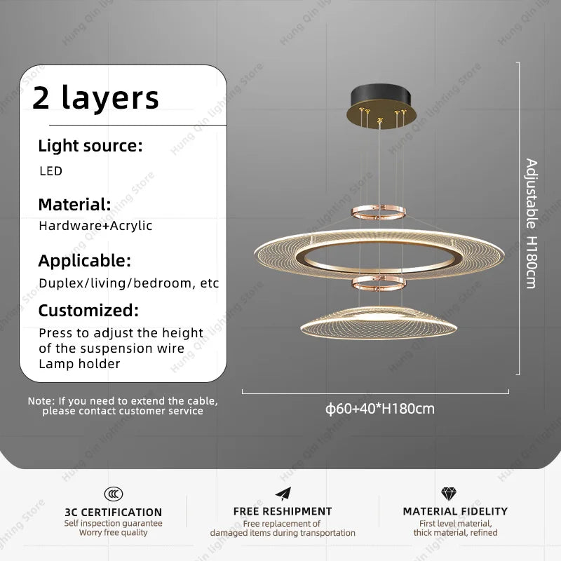 Nordic Aluminum LED Pendant Light for Living Room