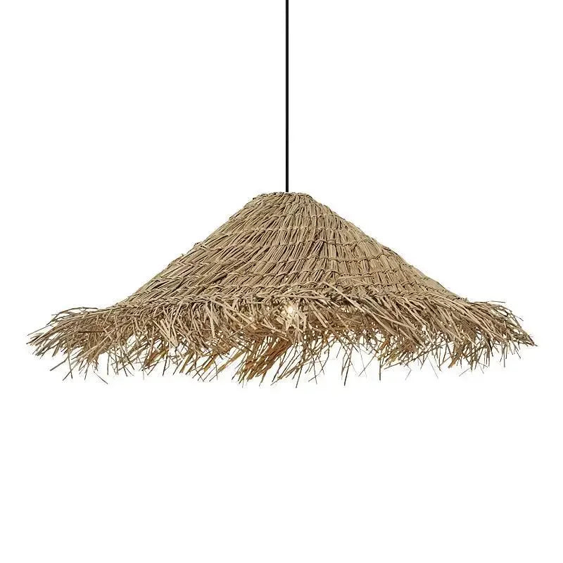 Lámpara colgante japonesa de ratán tejida a mano Wabi Sabi, estilo retro, para hogar, con bombilla de luz cálida