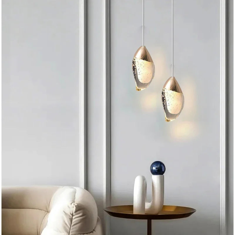 Crystal Glass Pendant Light for Bedroom & Dining