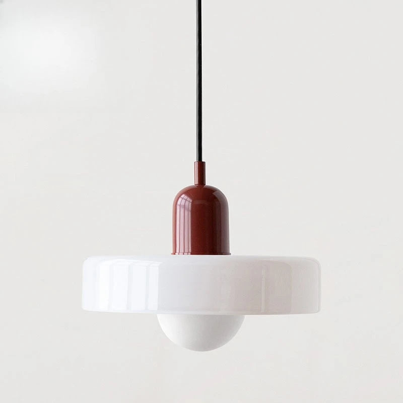 Nordic Glass Pendant Light with Colored Metal Shade
