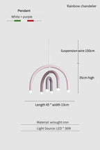 Modern Arch Tube LED Chandelier in Pastel Colors for Kids Room