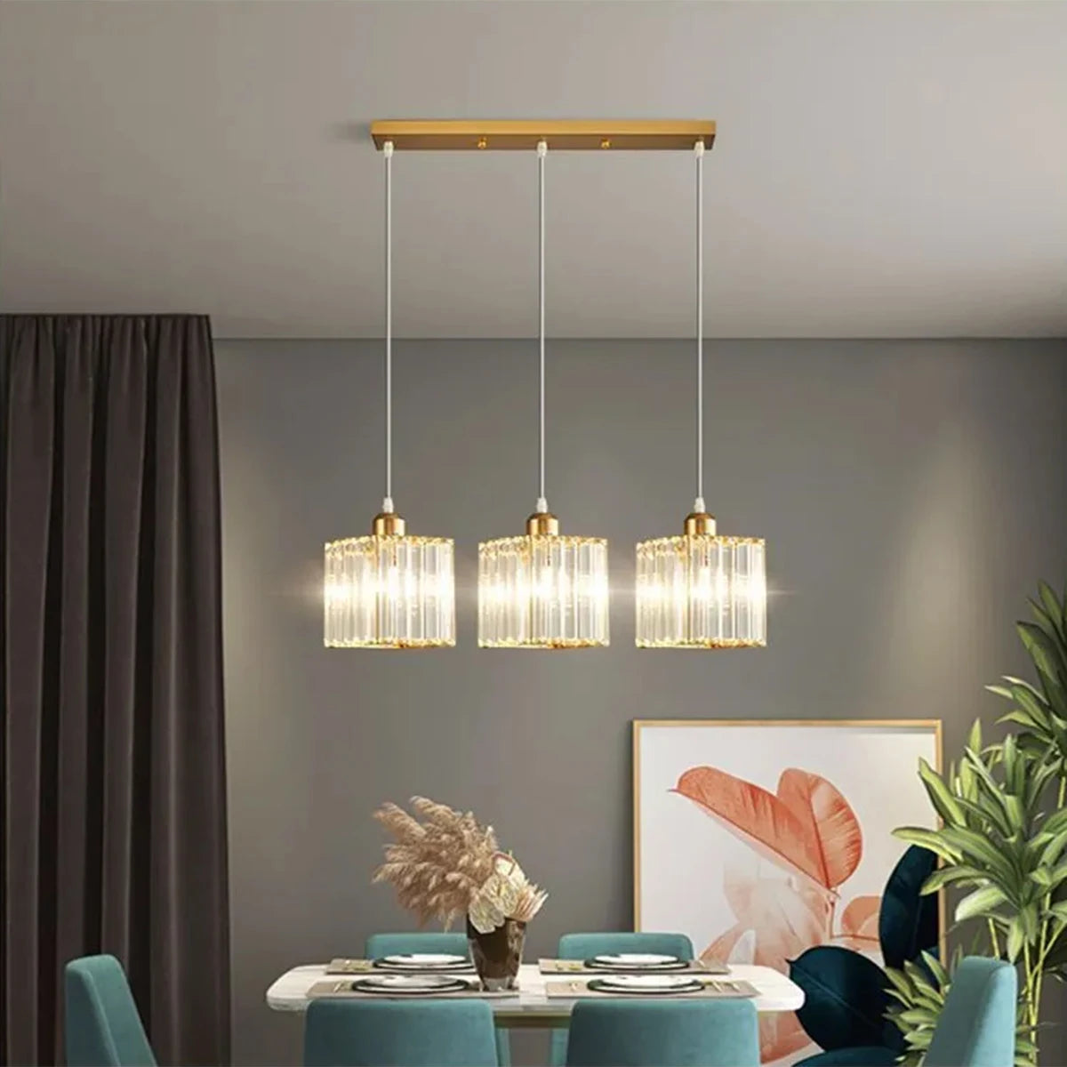 Lámpara Colgante Nórdica de Cristal - 3 Luces