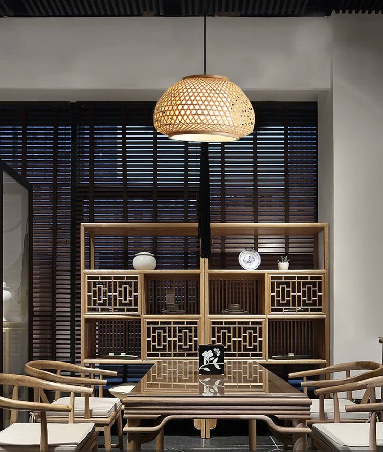 Bohemian Rattan Pendant Light Woven Hanging Lamp