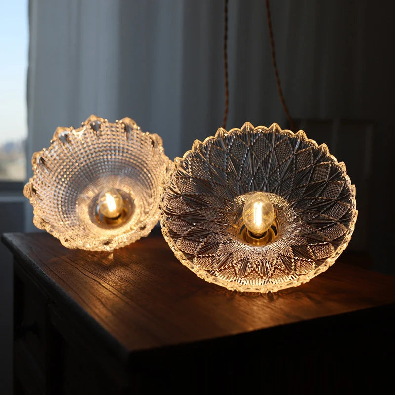Retro Colored Glass Pendant Light Collection with Brass Fitting for Cafe