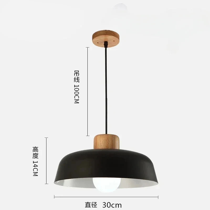 Lámpara Colgante Nórdica de Madera y Metal para Comedor