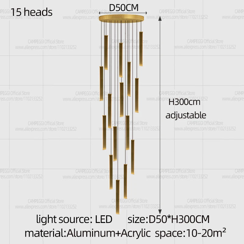 Minimalist Aluminum Pendant Light for Staircase