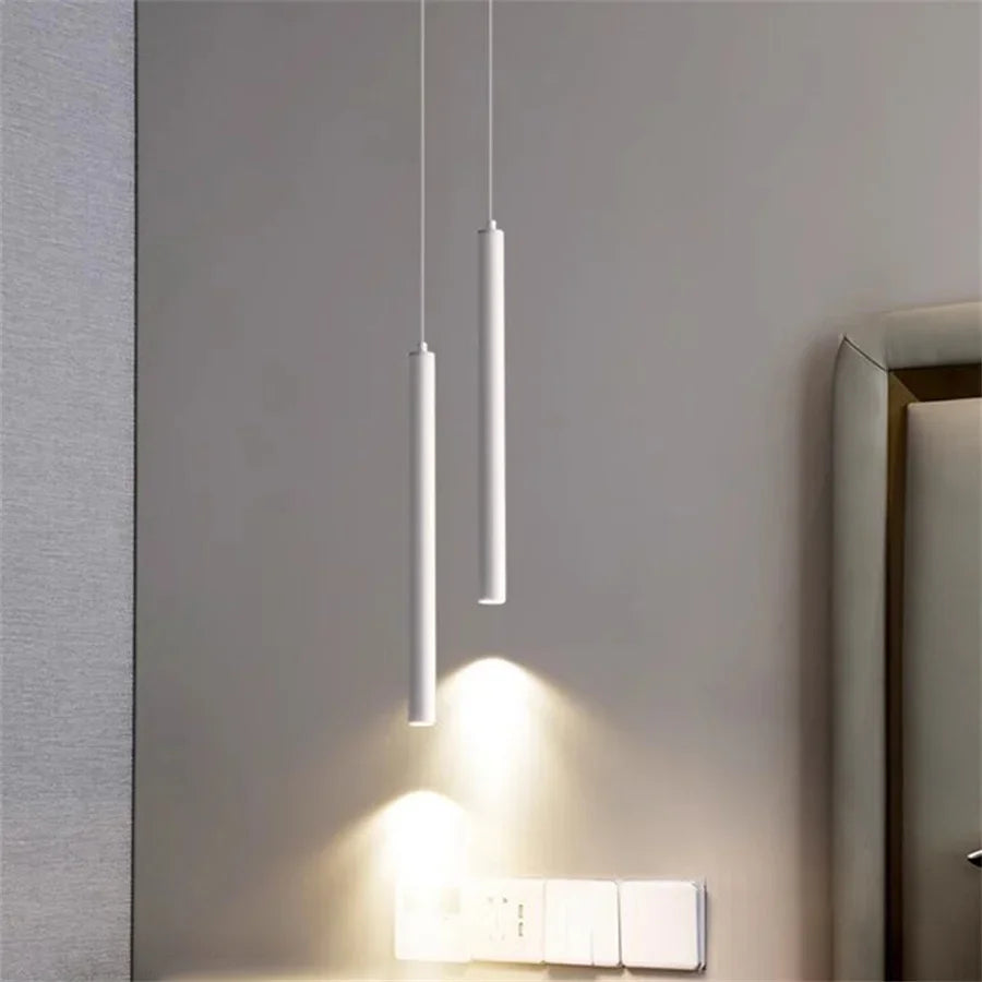 Lámpara colgante tubular de hierro minimalista para dormitorio