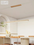 Lámpara colgante minimalista de madera y piedra para comedor