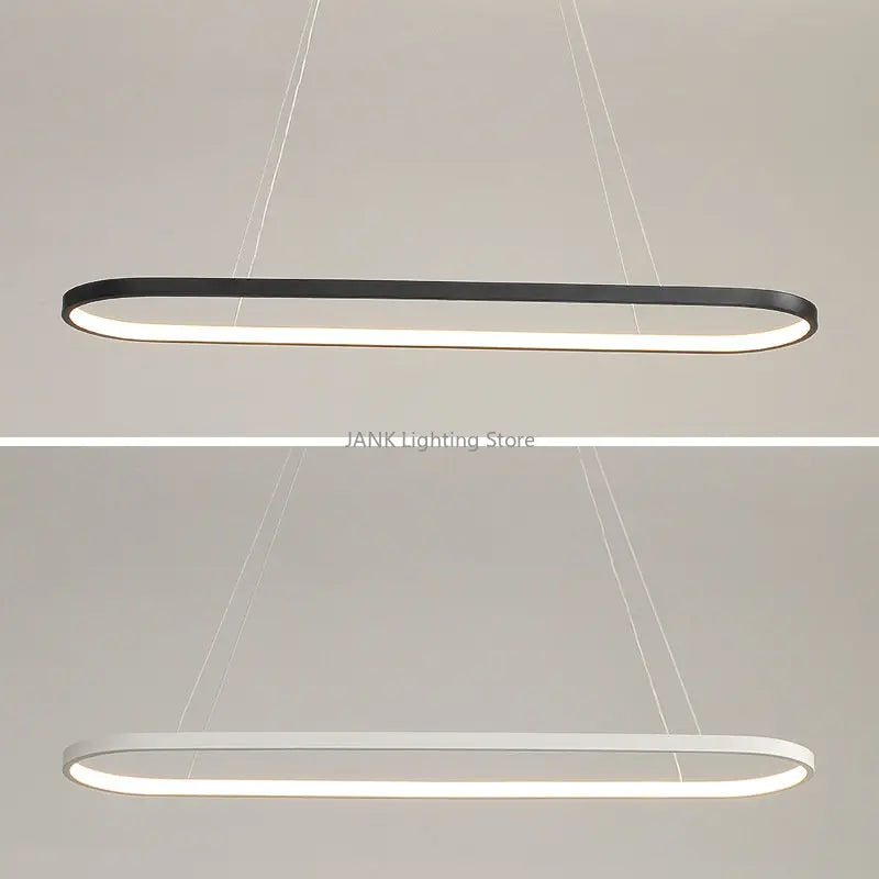 Lámpara colgante LED minimalista con diseño de tira ovalada