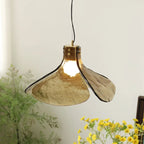 Lámpara colgante retro de cristal con diseño floral y acabado en cobre