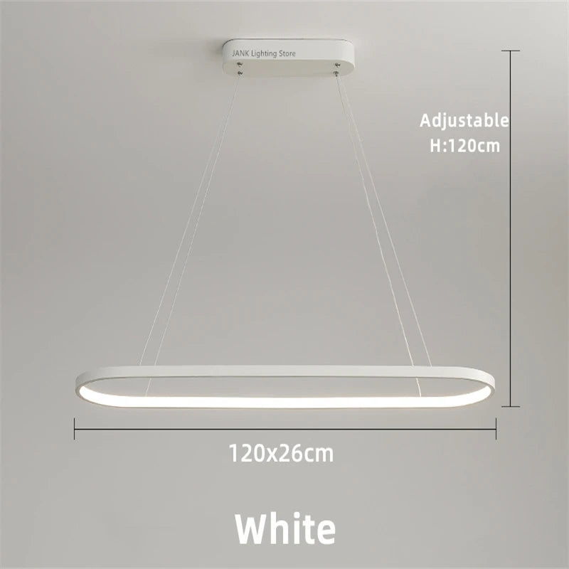 Minimalist LED Pendant Light Oval Strip Design