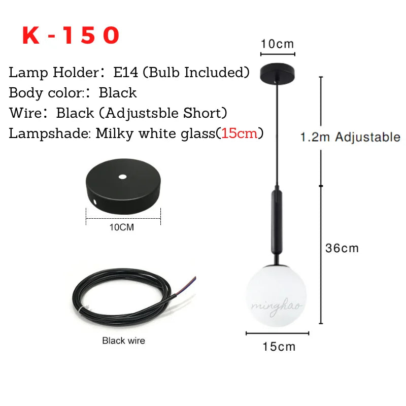 Nordic Minimalist Glass Ball Pendant Light
