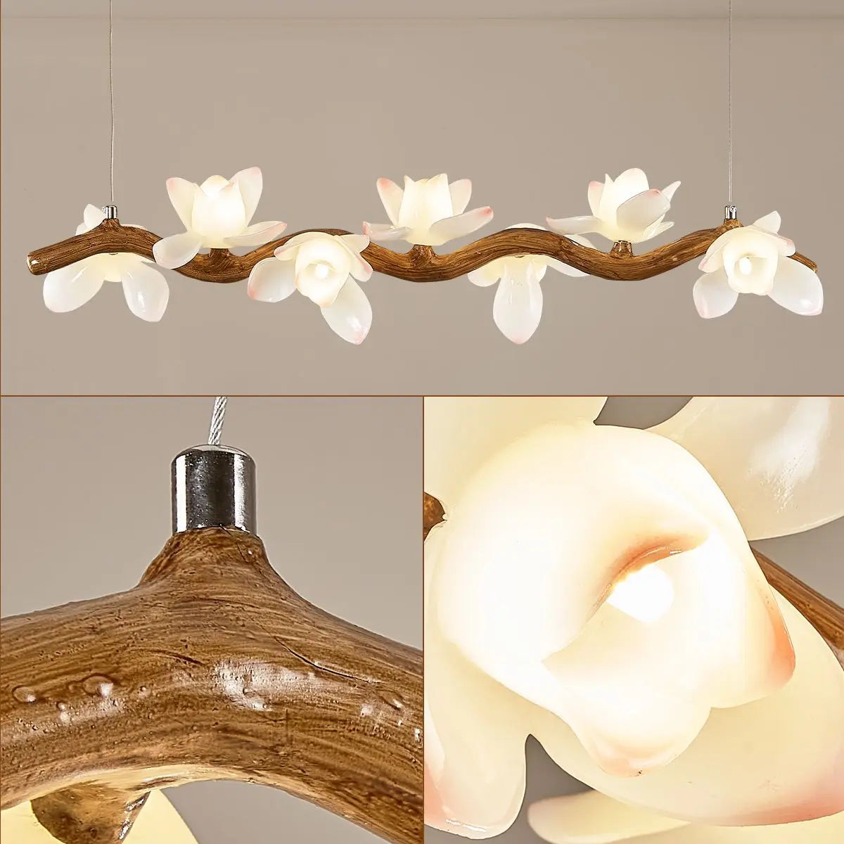 Araña de rama de árbol de decoración moderna para el hogar, sala de estar, comedor, candelabro LED de loto, iluminación interior