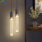 Modern Bubble Texture Acrylic Column Pendant Light in Gold for Bedside