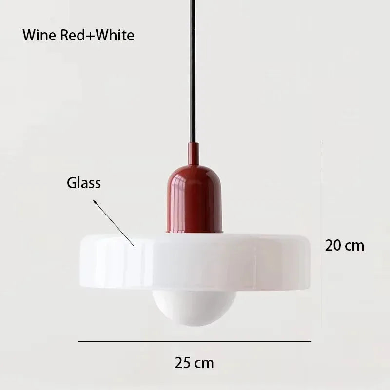 Retro Two Tone Glass Mushroom Pendant Light for Cafe and Dining Room